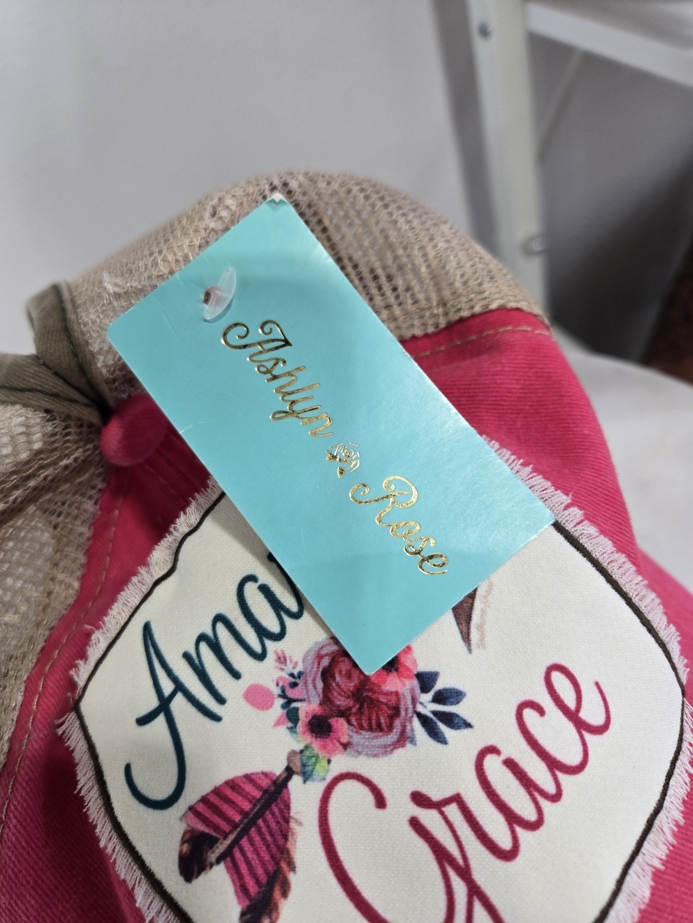 Pink 'Amazing Grace' Distressed Trucker Hat - Picture 3 of 4